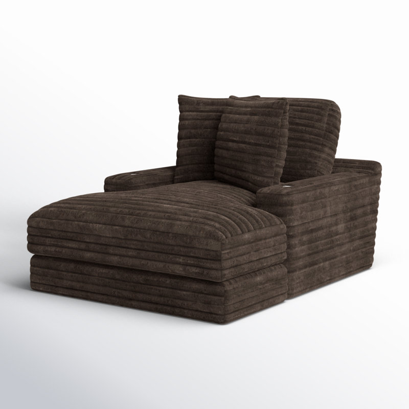 Blossie Upholstered Chaise Lounge, Brown