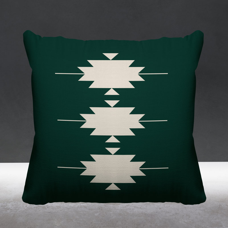 Coussin intérieur / extérieur Sike Southwestern, L 19 po x H 19 po, Émeraude