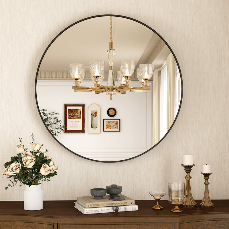 Miroir mural en aluminium, Black, 36 po x 36 po