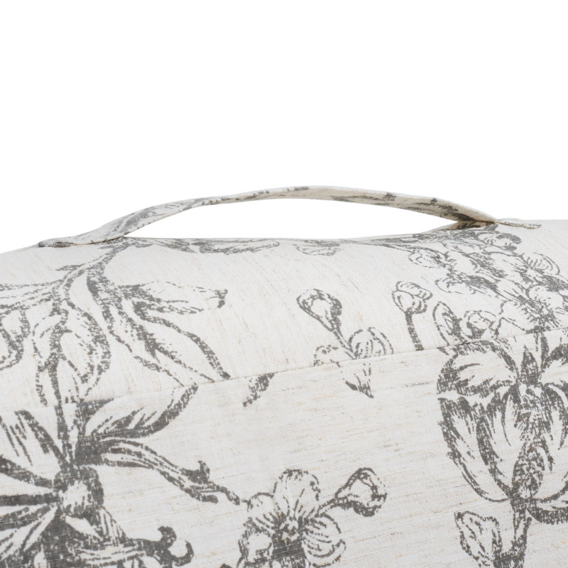 Gray Floral Blossom Print Square Floor Pillow