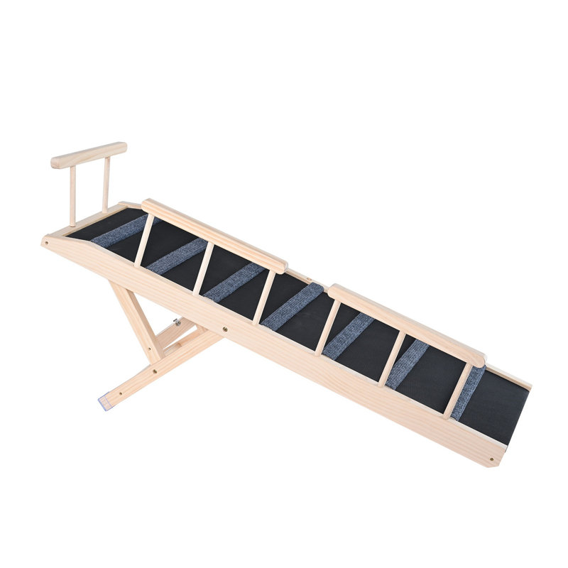 Rampe réglable pour chien en bois - Lits d'escalier pliables pour animaux avec surface en caoutchouc antidérapante, 6 niveaux de hauteur pour chiens et chats âgés