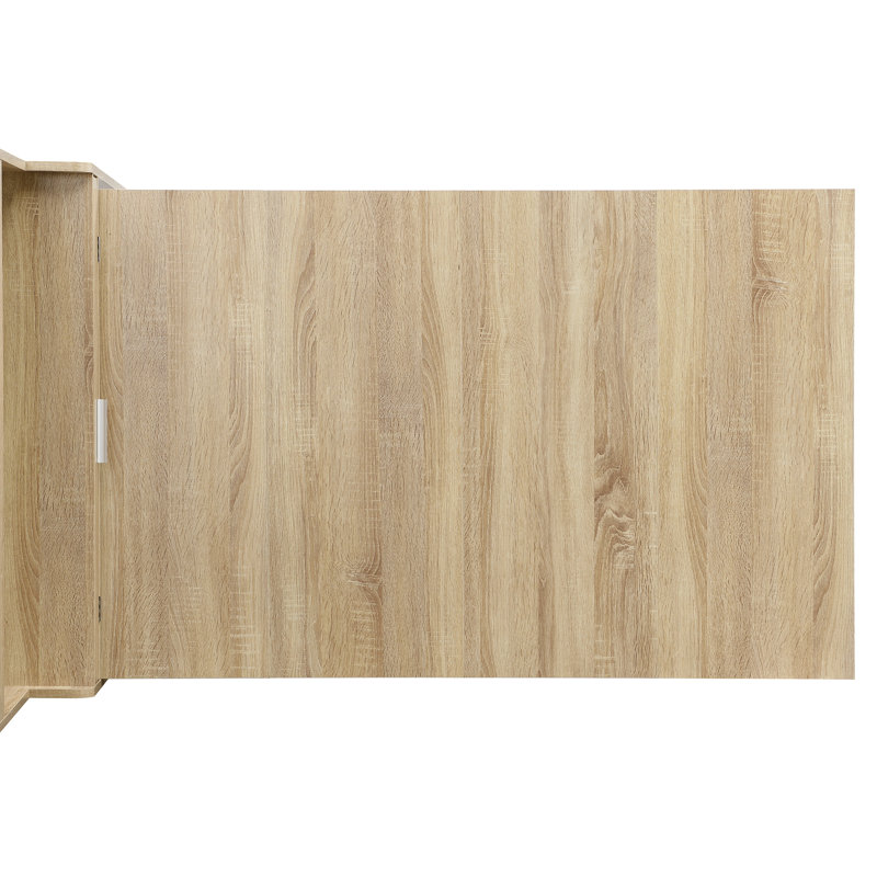 A Foldable Dining Table With A Top Cabinet And A Multi-Functional Sideboard, Natural