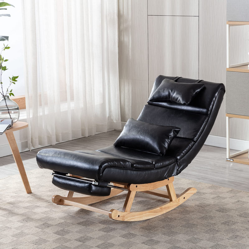 Fauteuil inclinable ergonomique à bascule de 22,83 po Hasler, Similicuir noir