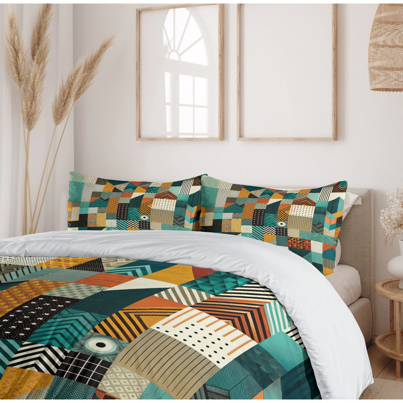 Geometric Duvet Cover, California King Duvet Cover + 2 Standard Shams