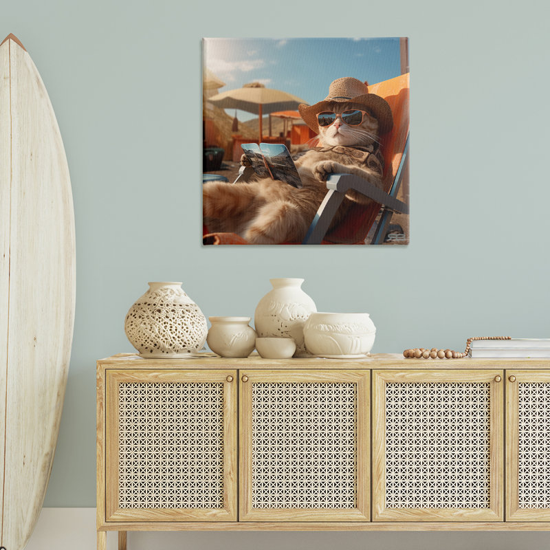 «Relaxing Cat Lounge Chair», art mural par RB, H 36 po x l 36 po
