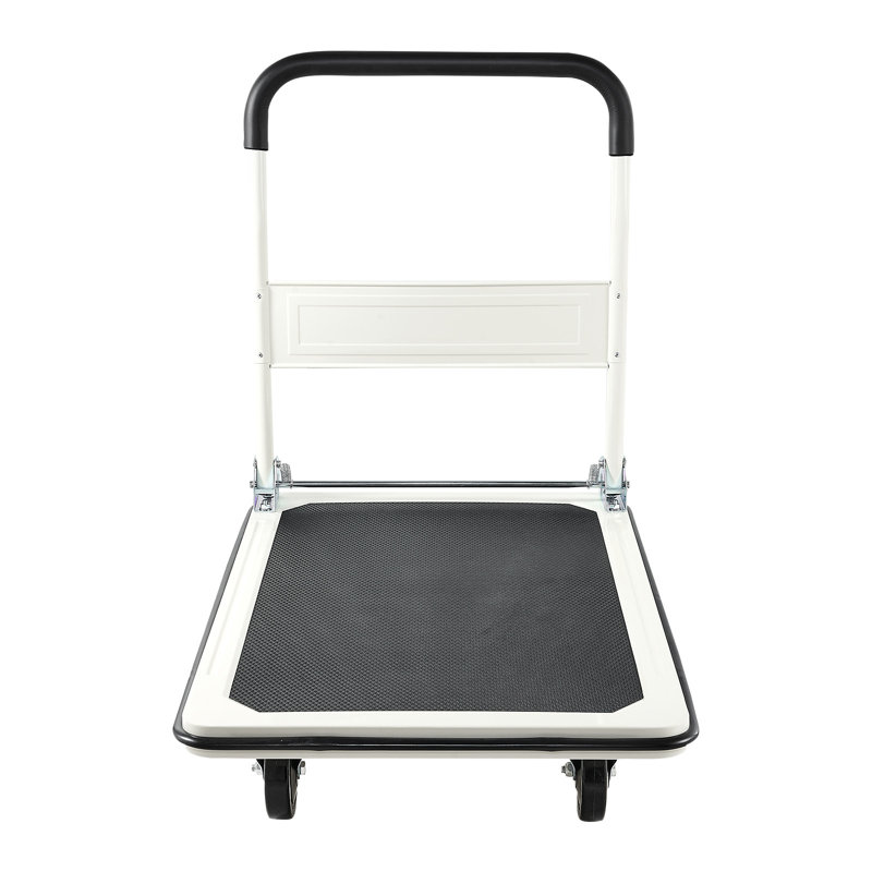 Chariot pliable à poussoir, capacité de charge de 660 lb, chariot pliable avec roues pivotantes, chariot mobile à plate-forme mobile, poignée à économie d'espace, pour un rangement facile, 35,4 x 34,3 x 24 po
