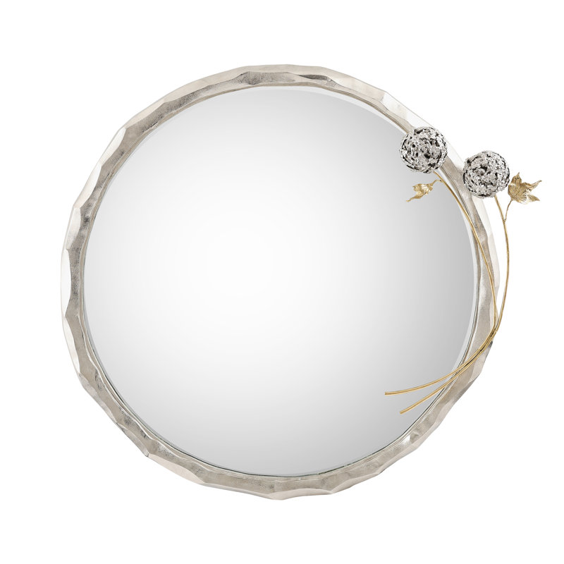 Hydrangea Circle Mirror, Nickel