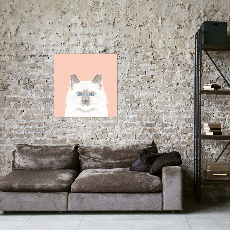 « chat », impression sur toile tendue, H 26 po x l 26 po x P 1,5 po, Pas de tapis, Toile tendue