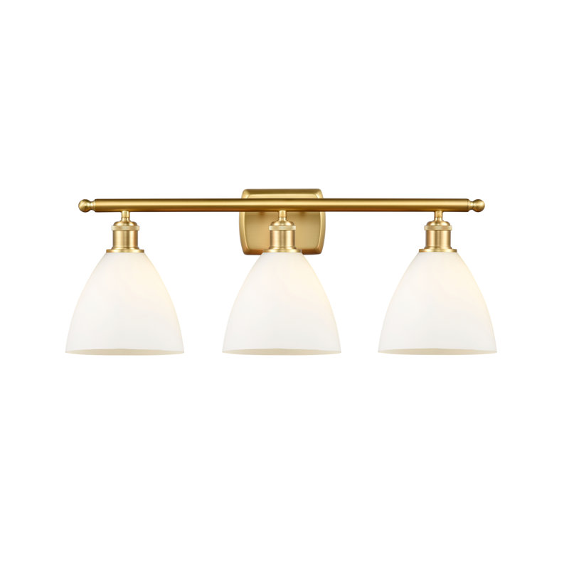 Éclairage pour meuble-lavabo 3 lumières Shauna, Blanc mat, Incandescente, Or satiné