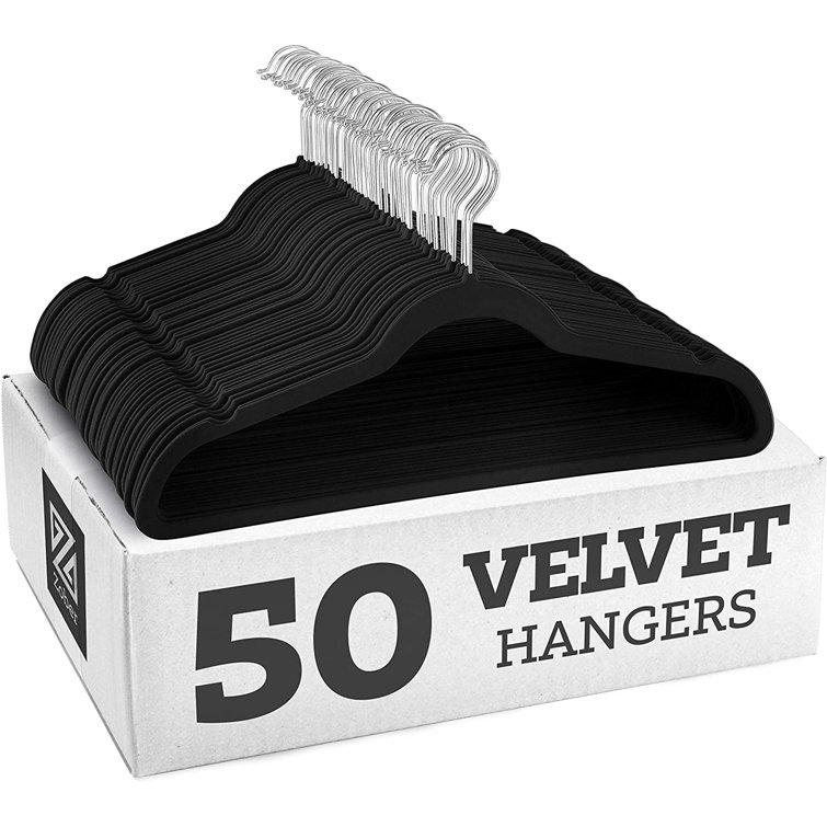 Clearance promotionEasyfashion Non Slip Velvet Clothing Hangers, 100 Pack,  Black