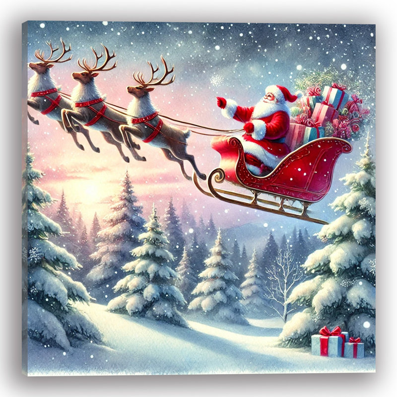 «Santa's Midnight Flight: Magical Christmas Eve», reproduction sur toile, H 12 po x l 12 po