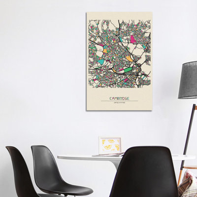 Cambridge, Massachusetts Map by Ayse Deniz Akerman - Wrapped Canvas Gallery-Wrapped Canvas Giclée