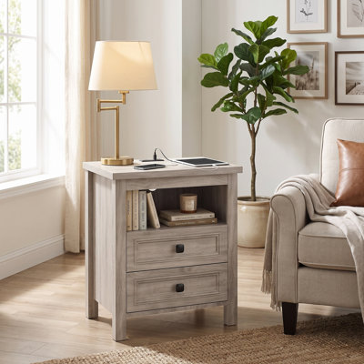 Table de chevet à 2 tiroirs, style moderne du milieu du siècle, table d'appoint pour chambre, montage facile