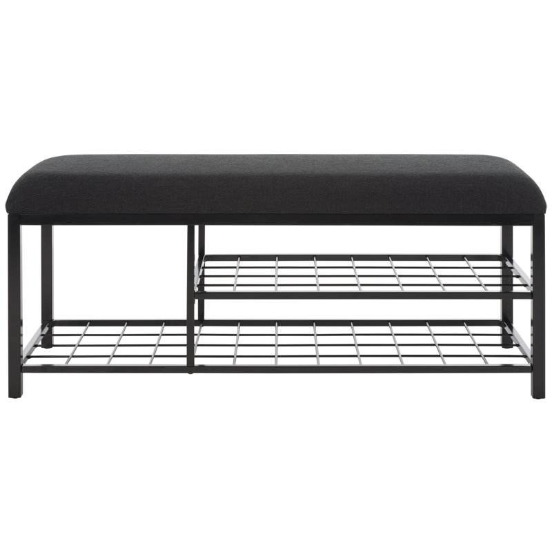 Edmea Polyester Upholstered Storage Bench, Black