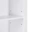 Armoire de rangement blanche avec deux portes, tiroirs, tablette réglable et trois tablettes ouvertes - fabrication en panneau de fibres à densité moyenne durable
