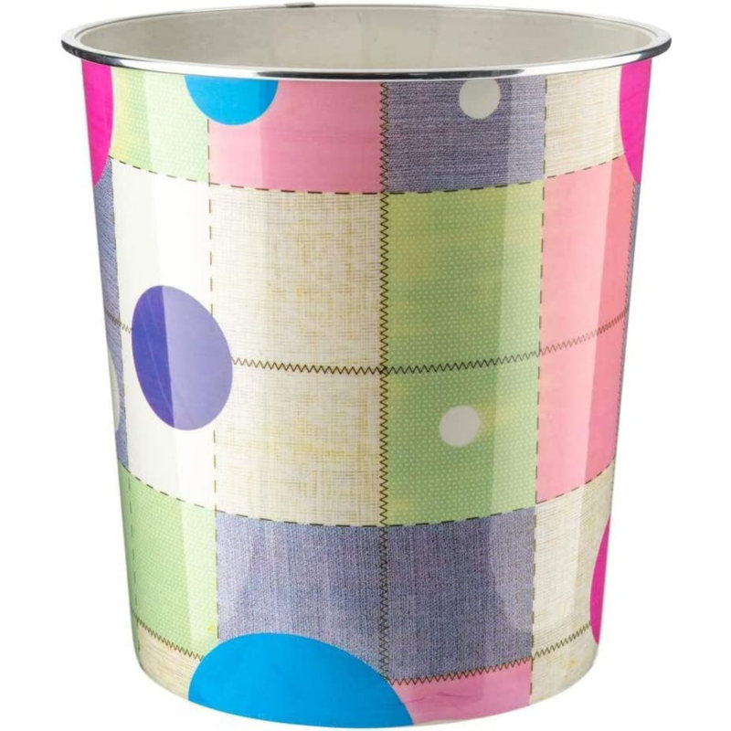 MantraRaj 7.7L Plastic Waste Paper Basket Bin Round Open Recycling Rubbish Bin Trash Can Multicolor