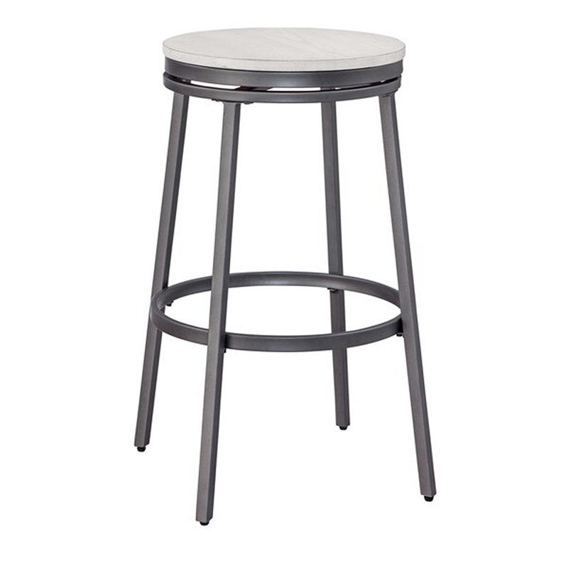 Deanna Backless Metal Swivel Stool, Bar Stool (30" Seat Height), Whitewashed