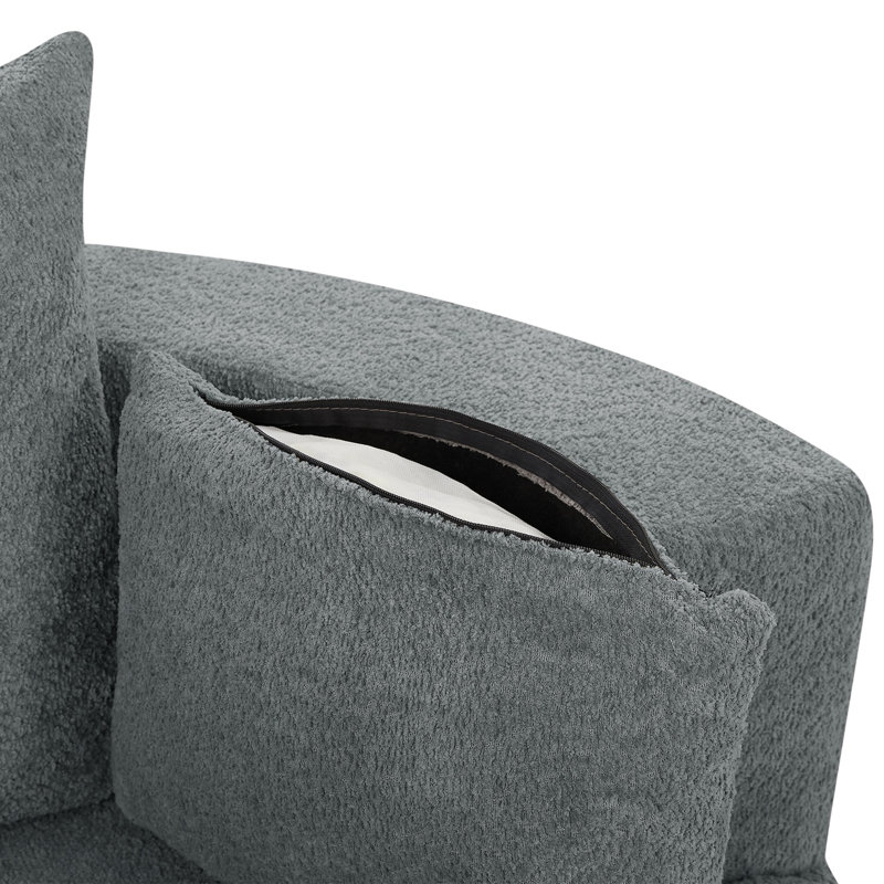 360° Swivel Chair Swivel Round Sofa Chair With 3 Removable Pillows, Gray