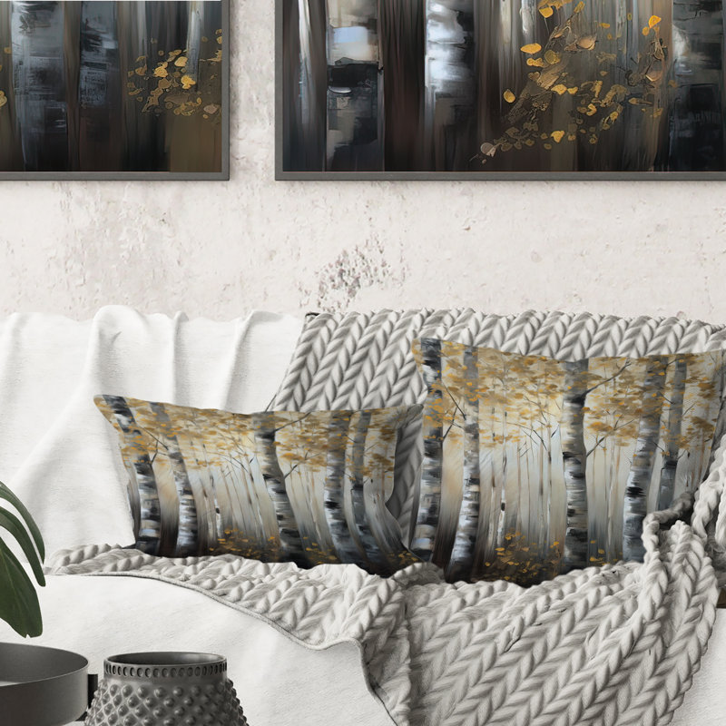 Birch Tree Forest Wonderland V - Tree Printed Throw Pillow