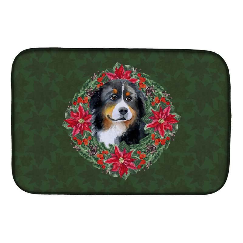Tapis de séchage pour couronne de bouvier bernois mountain dog poinsetta