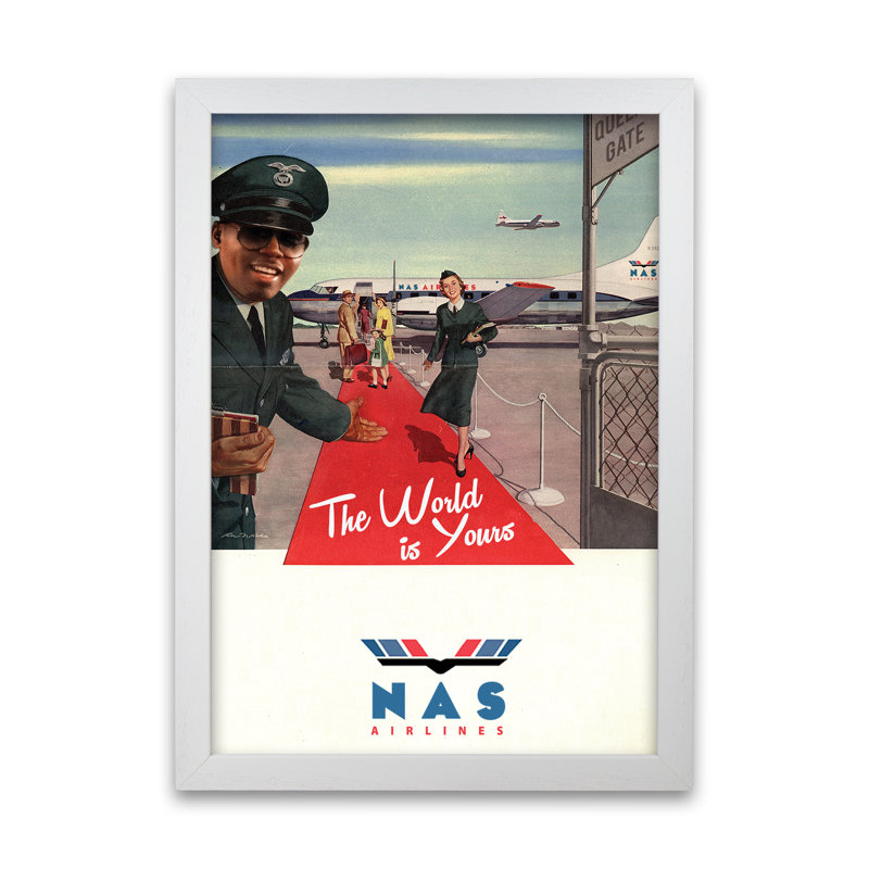 Nas Airlines Fine by David Redon - Print, 84.1 cm H x 59.4 cm W x 1 cm D, White Grain