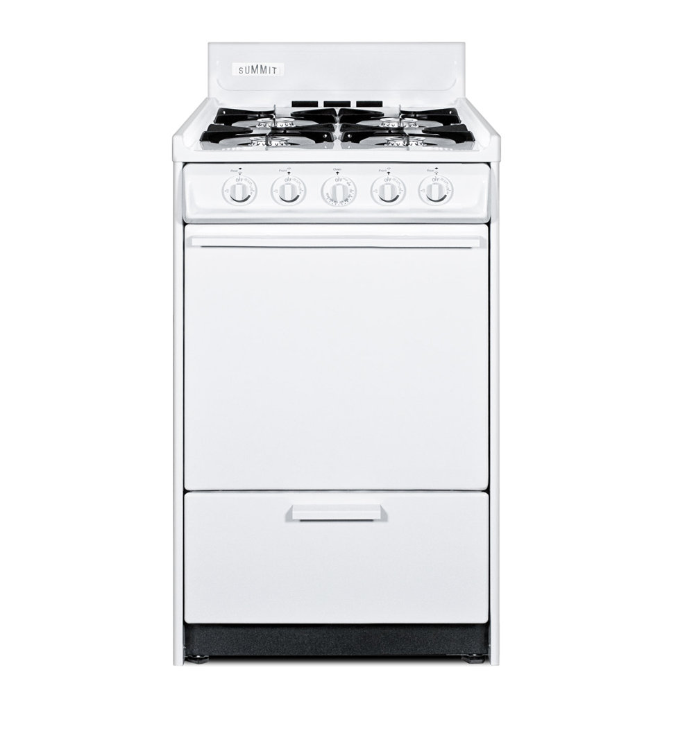 Summit Appliance 20" 2.46 Cubic Feet Smart Gas Free Standing Range with 4 Burners Summit Appliance