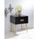 Denvor & Gold Finish End Table with High Gloss Wooden Top and Metal Tapered Legs, Perfect for Modern Living Spaces