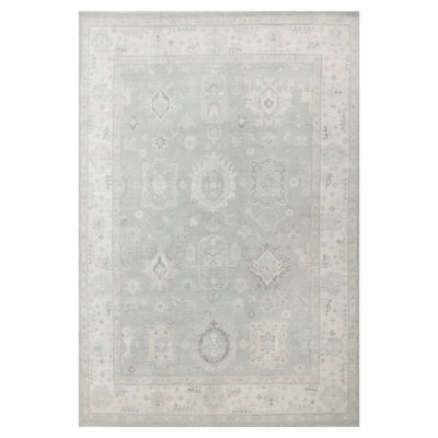 Pacific Ushak Wool Weft 9x12 Grey / Ivory Transitional Hand Knotted Rug