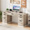 Bureau de direction avec tiroirs de rangement, bureau d'ordinateur de 54 pouces avec 7 tiroirs et classeur pour bureau à domicile, chambre à coucher, espace de travail