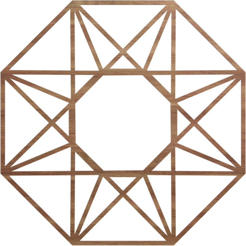 Médaillon de plafond en bois ajouré 28 "de diamètre extérieur x 10 7/8 po x H 1/4 po, Noyer, H 36 po x l 36 po x P 0,38 po