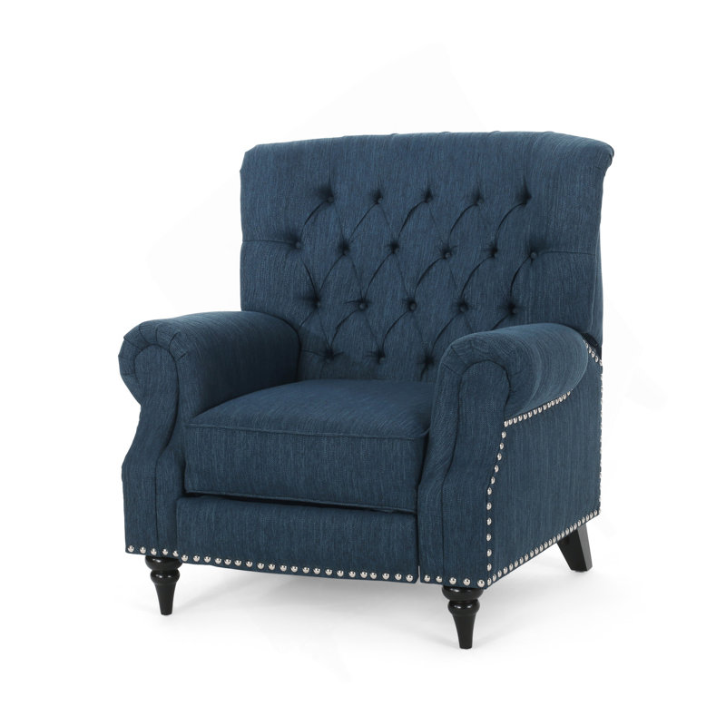 Fauteuil à dossier en tissu bleu marine de style classique