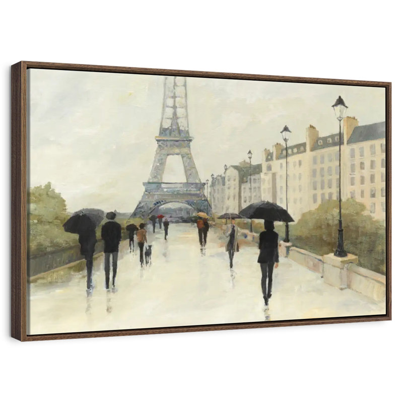 Eiffel sous la pluie, Cadre flottant en noyer, 40 po x 27 po