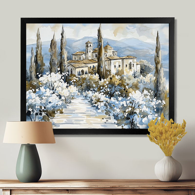 «Tuscany's House Getaway In Italy I», reproduction d'art murale, Reproduction encadrée d'une seule photo sans pass, Noir