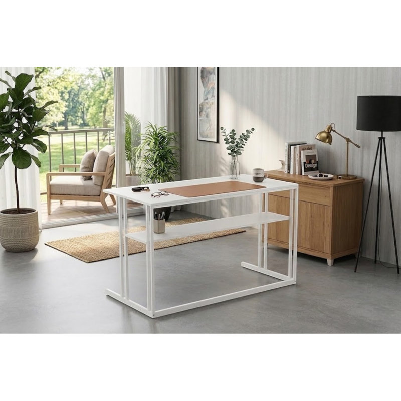 Bureau d'écriture moderne avec tablette Pangea Home Weidler Miley, Blanc