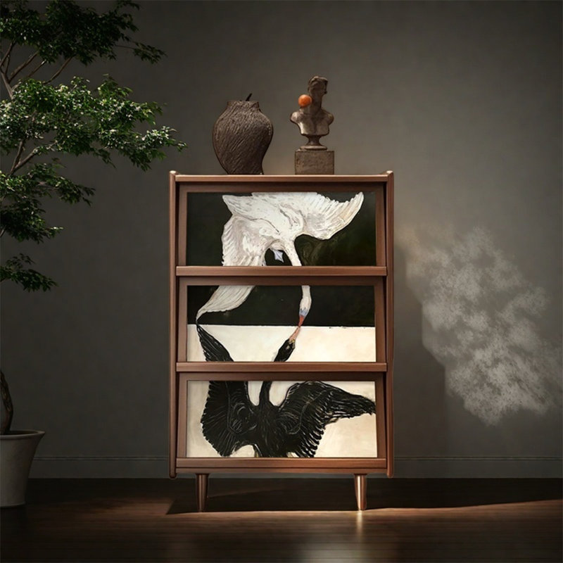 Armoire de rangement décorative à trois portes en pin