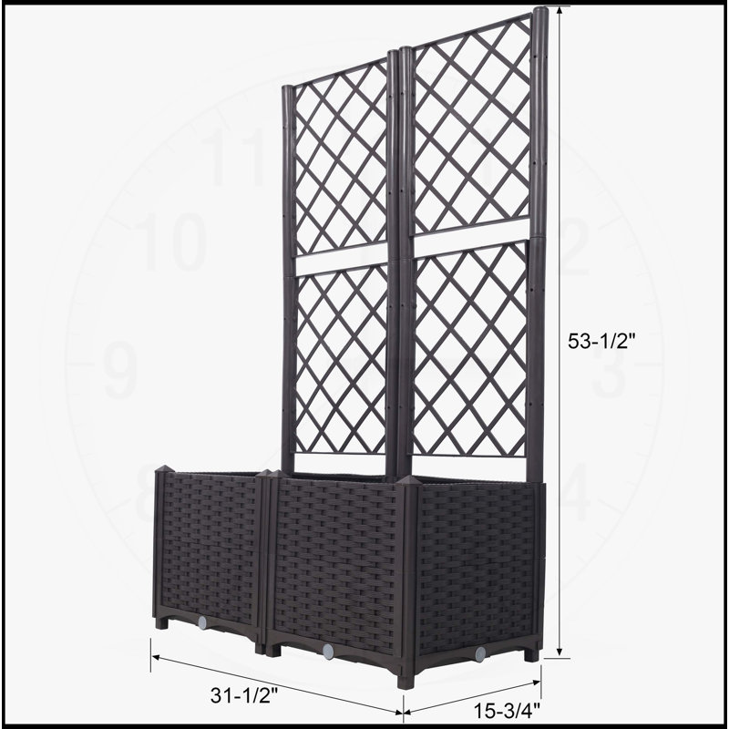 Poly Rattan Brown Trellis Raised Bed with Drainage Plug