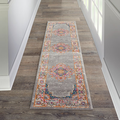 Abbate Oriental Gray/Pink Area Rug