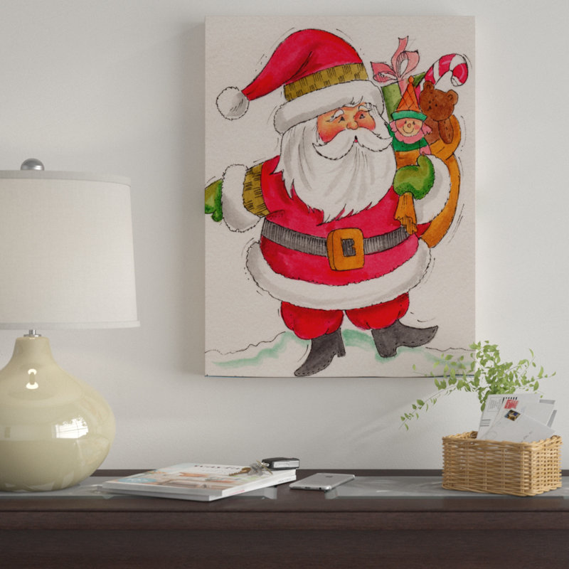 « père noël et jouets », art sur toile, H 32 po x l 24 po x P 2 po