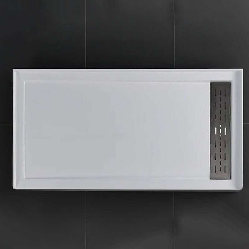 L 60 po x l 32 po - Bac de douche rectangulaire à seuil simple en acrylique avec drain (inclus)
