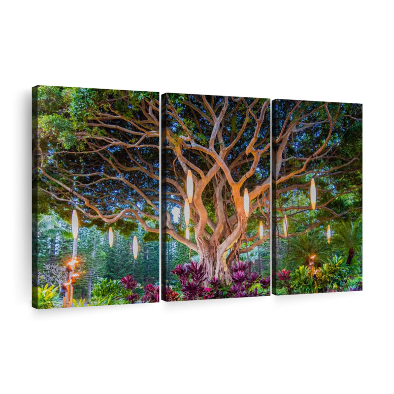 Impression sur toile de banian hawaïen, H 32 po x l 50 po x P 1,25 po