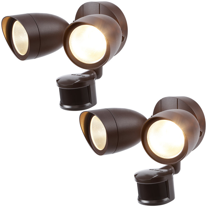 LED Hardwired Sensor Security Flood Light Dusk to Dawn 4 Modes, Brown