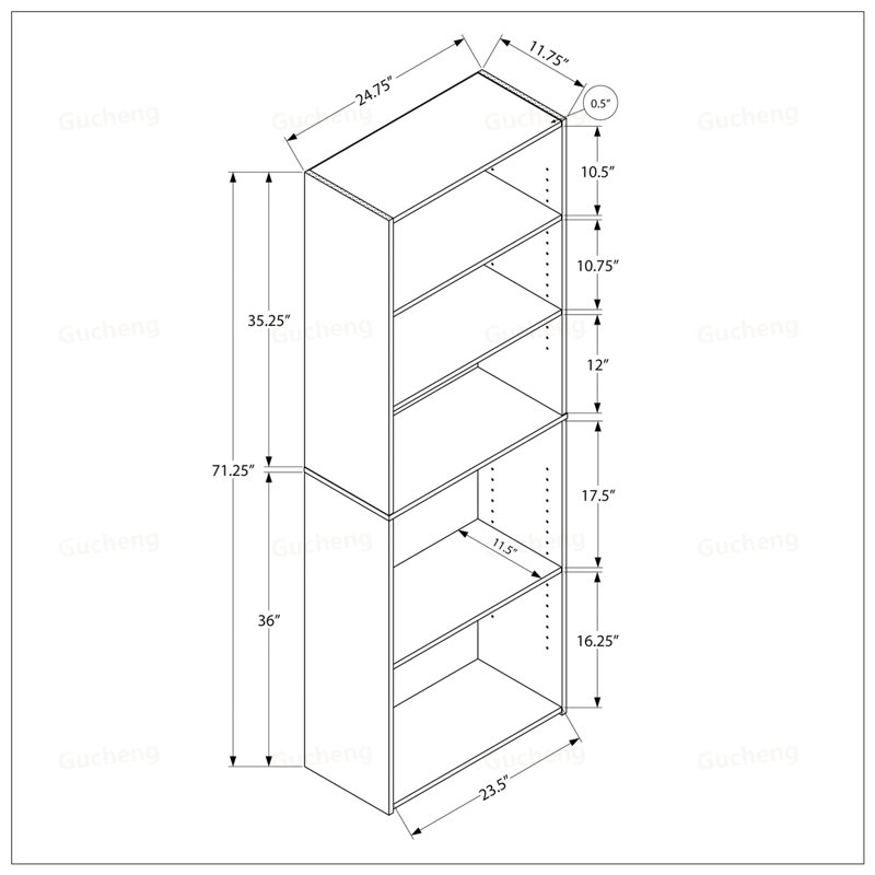 6-Tier Transitional Bookshelf With Adjustable Shelves, Ideal For Space-Saving And Stylish Storage In Any Room., Brown