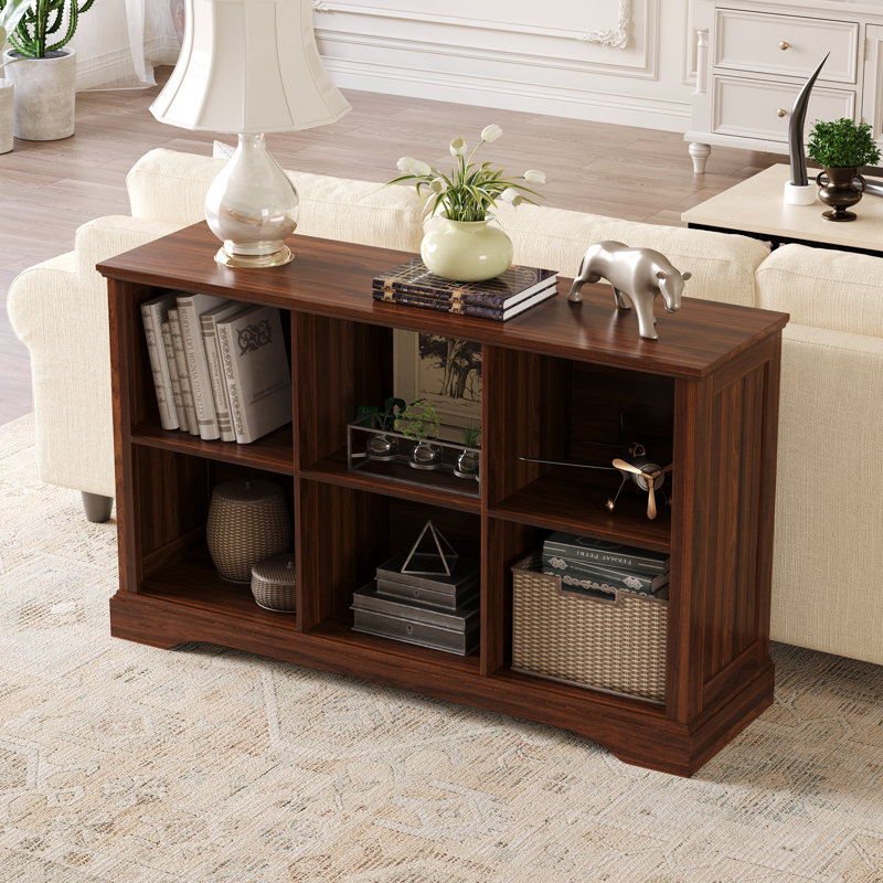 Organisateur de bibliothèque de rangement horizontal à 6 cubes de 47,4 po avec quincaillerie anti-basculement, Brun