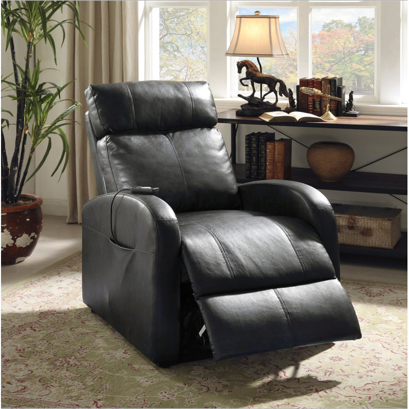 Fauteuil inclinable électrique en cuir synthétique Ricardo, Noir