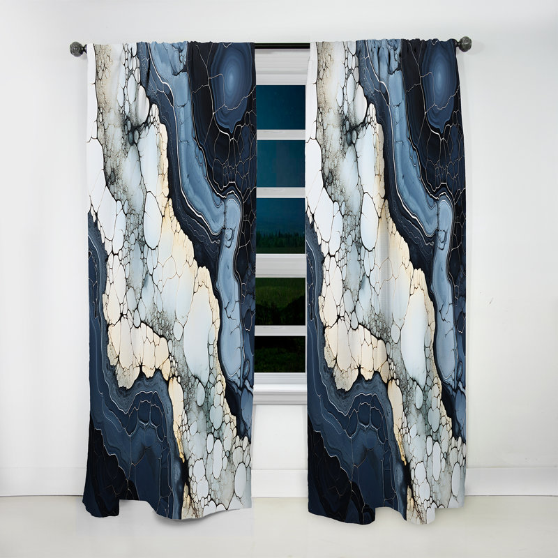 Dalia Blue Stone Geode Minimalism - Spiritual Stone Curtain - Velvet Room Darkening - 1 panel, 52" W x 84" L