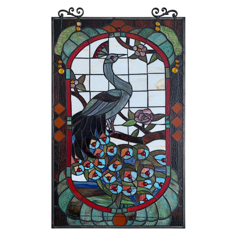 Panneau de fenêtre en vitrail animalier, Orangé