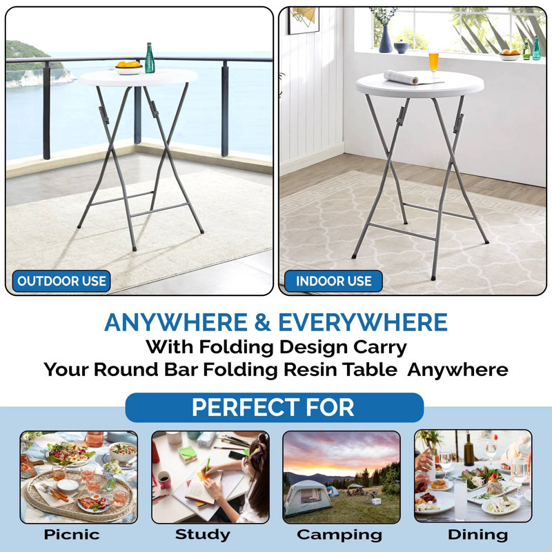 Counter Height Table GUAGUA 32in Round Folding Cocktail Table And