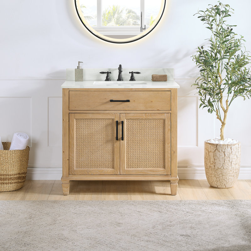 Aneres 36" Free Standing Single Bathroom Vanity with Quartz Top