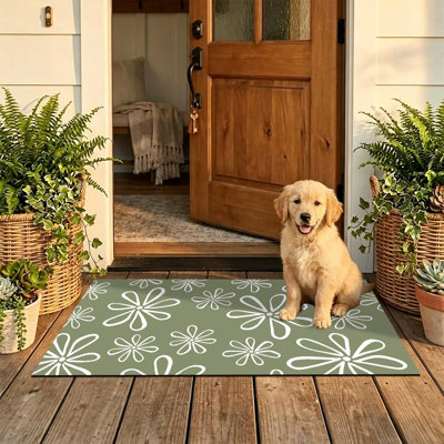  Tapis d'entrée antidérapant pour l'extérieur, 24 po x 36 po, motif de marguerites simples