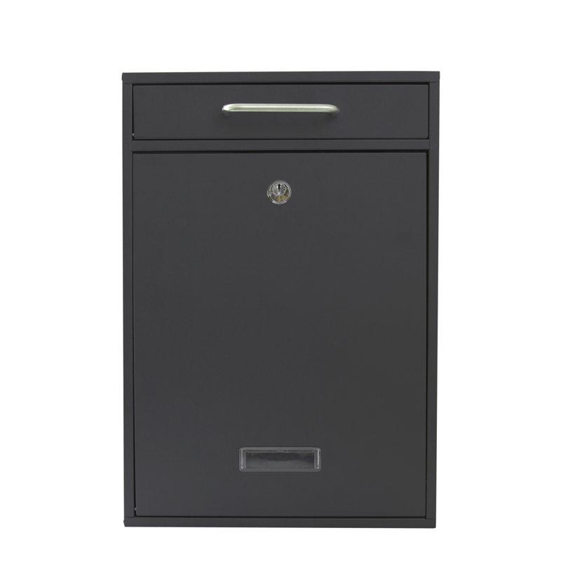 Secured Locking Wall Mounted Mailbox, Black Sand Grain